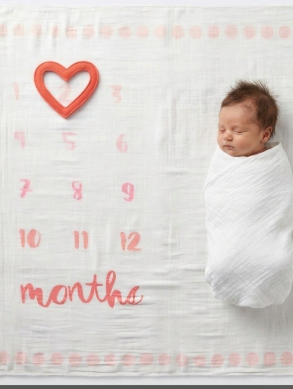 Cloud Island White Muslin Milestone Background with Pink Accents